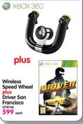 Xbox 360 Wireless Speed Wheel + Driver San Francisco-Each