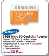 Samsung 32GB Micro SD Card plus Adapter EVO Class 10