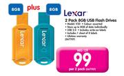 Lexar 8GB USB Flash Drives V20-Per 2 Pack