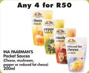 Ina Paarman's Packet Sauces (Cheese, Mushroom, Pepper or Reduced Fat Cheese)-4 x 200ml