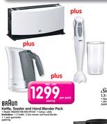 Braun Kettle, Toaster And Hand Blender Pack MQ300/WK300/HT550