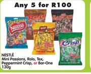 Nestle Mini Passions, Rolo, Tex, Peppermint Crisp Or Bar One-5 x 130g