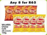 Willards Cheese Curls (All Variants)-8 x 150gm