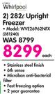 Whirlpool 282Ltr Upright Freezer WVE26962NFX