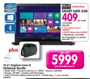 Dell 15.6" Inspiron Core i3 Notebook Bundle 3543-Per Bundle-Smart Data 2GB