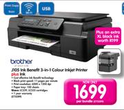 Brother Ink Benefit 3-In-1 Colour Inkjet Printer+Ink J105-Per Bundle