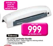 Fellowes A3 Lunar Laminator Bundle