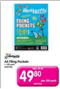 Butterfly A4 Filing Pockets-Per 100 Pack