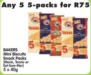 Bakers Mini Biscuits Snack Packs (Marie, Tennis or Eet-Sum-Mor)-5 x 40gm-5's