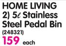 Home Living 5L Stainless Steel Pedal Bin-Each