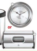 Totally Home Stainless Steel Bread Bin Or Wall Clock-Each