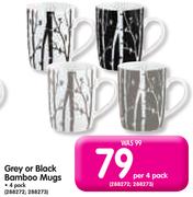 Grey Or Black Bamboo Mugs-Per 4 Pack