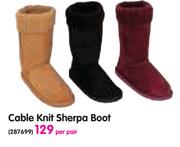 Cable Knit Sherpa Boot-Per Pair