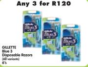 Gillette Blue 3 Disposable Razors (All Variants)-3 x 6's