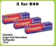 Colgate Sugar Acid Neutraliser Toothpaste-3x75ml