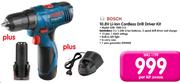 Bosch 10.8V Li-ion Cordless Drill Drive Kit GSR1080-2-LI-Per Kit