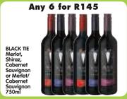 Black Tie, Merlot, Shiraz, Cabernet, Sauvignon or Merlot/Cabernet Sauvignon-6 x 750ml
