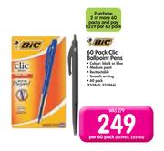 BIC Clic Ballpoint Pens-Per 60 Pack