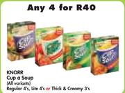 Knorr Cup a Soup (All Variants) Regular 4's. Lite 4's or Thick & Creamy 3's-4's