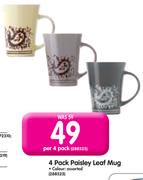 4 Pack Paisley Leaf Mug-Per 4 Pack