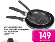 Kitchen Essentials 2 Pack Non-Stick Frying Pan And Spatula Set-Per Set
