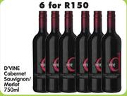 D'vine Cabernet Sauvignon/Merlot-6 x 750ml