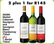 Asara Merlot/Cabernet Sauvignon and Sauvignon Blanc/Chardonnay-2 x 750ml plus 1 Merlot-750ml