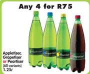 Appletiser, Grapetiser Or Peatiser(All variants)-Any 4 x 1.25Ltr