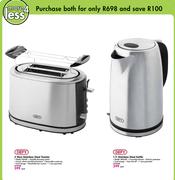 Defy 2 Slice Stainless Steel Toaster TA6305 + Defy 1.7L Stainless Steel Kettle WK6305