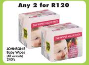 Johnson's Baby Wipes(All Variants)-2 x 240's