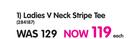 Legend Ladies V Neck Stripe Tee-Each