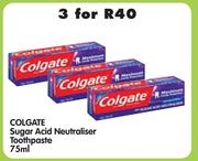 Colgate Sugar Acid Neutraliser Toothpaste-3x75ml