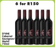 D'vine Cabernet Sauvignon/Merlot-6 x 750ml