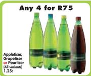 Appletiser, Grapetiser Or Peartiser(All Variants)-4x1.25ltr