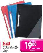 Aro A4 Quotation File-Per 5 Pack