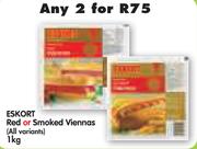 Eskort Red Or Smoked Viennas (All Variants)-2 x 1kg 