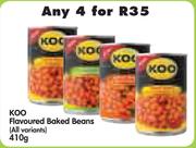 Koo Flavoured Baked Beans (All Variants)-4 x 410gm