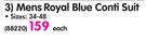 Mens Royal Blue Conti Suit-Size 34-48