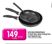 Kitchen Essentials 2 Pack Non-Stick Frying Pan And Spatula Set-Per Set