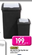 Addis 46ltr And 12ltr Blue Or Steel Flip Top Bin Set-Per Set 