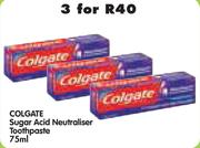 Colgate Sugar Acid Neutraliser Toothpaste-3 x 75ml