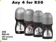 Axe Roll-On (All Variants)-4 x 50ml