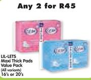 Lil-Lets Maxi Thick Pads Value Pack(All Variants)-2x16's/20's