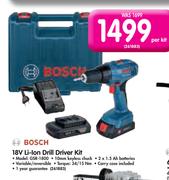 Bosch 18V Li-Ion Drill Driver Kit-GSR-1800