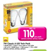 7W Classic A LED Twin Pack B22