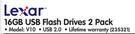 Lexar 16GB USB 2.0 Flash Drives 2 Pack V10-Per 2 Pack