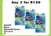 Gillette Blue 3 Disposable Razors(All Variants)-3 x 6's