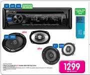 Kenwood 3-Piece Car Audio Kit U2163/E6965/E1365 + Toshiba 8GB USB Flash Drive 