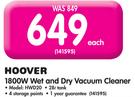 Hoover 1800W Wet And Dry Vacuum Cleaner HWD20