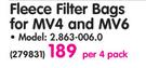 Karcher Fleece Filter Bags For MV4 And MV6 2.863.006.0-Per 4 Pack